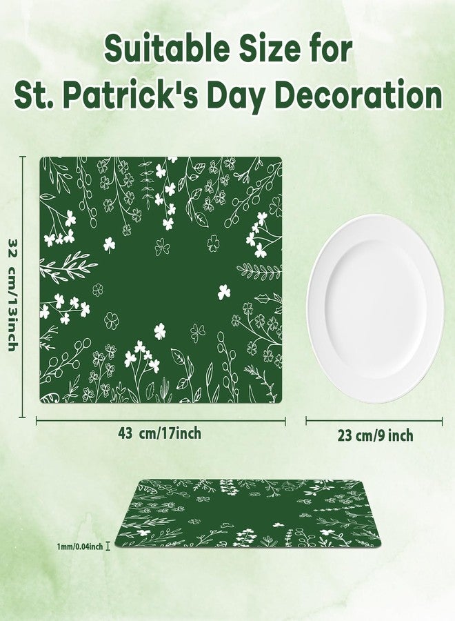 OBUSATT 6 Pcs St. Patrick's Day Placemats Set Lucky Shamrock Placemats St. Patricks Table Mats Clovers Irish Spring Green Holiday Table Decoration for Home Kitchen Dining Decor March Party Supplies - Image 2