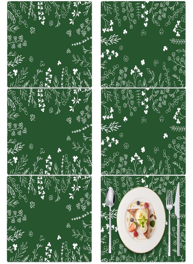 OBUSATT 6 Pcs St. Patrick's Day Placemats Set Lucky Shamrock Placemats St. Patricks Table Mats Clovers Irish Spring Green Holiday Table Decoration for Home Kitchen Dining Decor March Party Supplies - Image 1
