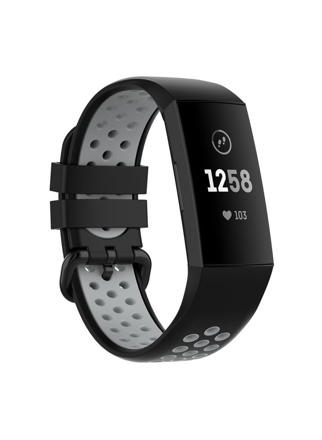Replacement Strap For Fitbit Charge 4 / Charge 3 / Charge 3 SE Watch Button Two Colors Silicone Replacement Strap Watchband Black Grey 