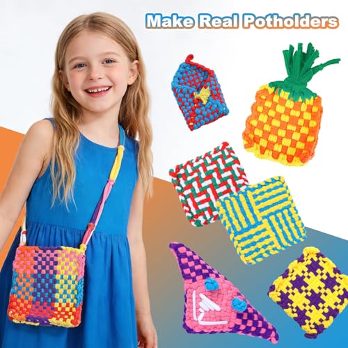 DDAI Weaving Loom Craft Kit for Kids Ages 6–12, Knitting Potholder & Woven Crafts Set with Colorful Loops and Crochet Hooks, Hands-On Creative Activity for Girls and Adults, Birthday or Holiday Gift - Image 5