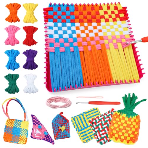 DDAI Weaving Loom Craft Kit for Kids Ages 6–12, Knitting Potholder & Woven Crafts Set with Colorful Loops and Crochet Hooks, Hands-On Creative Activity for Girls and Adults, Birthday or Holiday Gift - Image 1