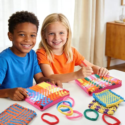 DDAI Weaving Loom Craft Kit for Kids Ages 6–12, Knitting Potholder & Woven Crafts Set with Colorful Loops and Crochet Hooks, Hands-On Creative Activity for Girls and Adults, Birthday or Holiday Gift - Image 4