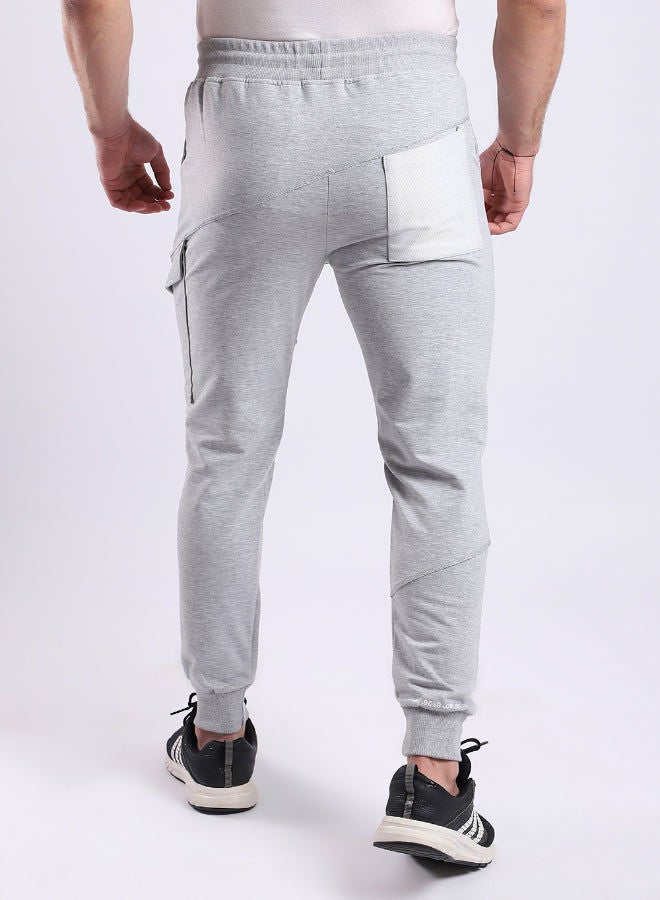 WHITE RABBIT Elastic Ankle Left Knee Pocket Heather Grey Jogger  - Image 3