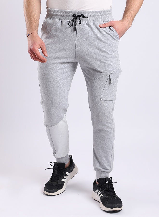 WHITE RABBIT Elastic Ankle Left Knee Pocket Heather Grey Jogger  - Image 1