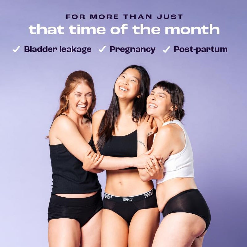 Bambody Absorbent Boxer: Period Underwear for all Day and Night Protection - 2 Pack: Black - Size 8 - Image 5