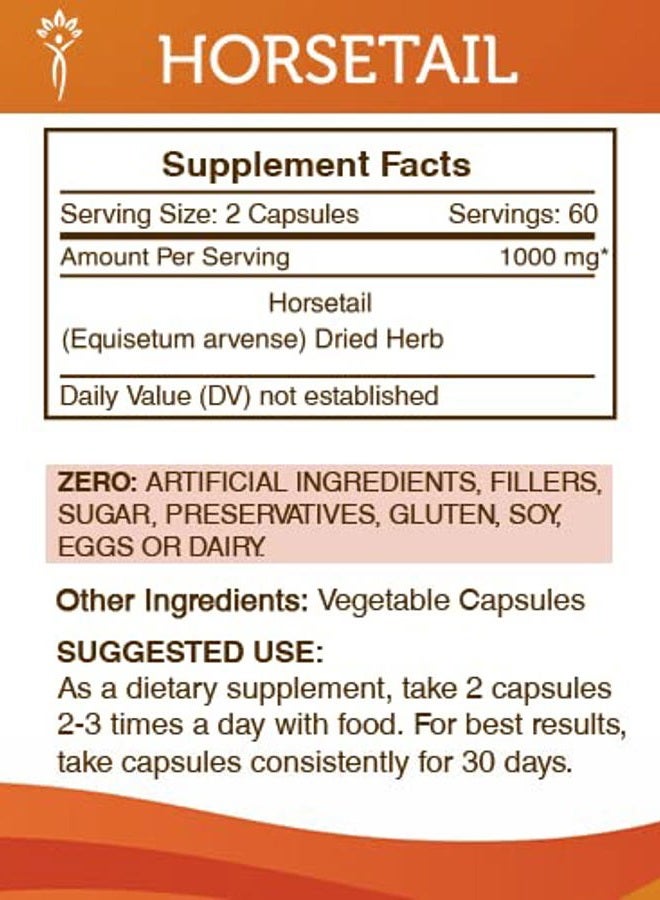 Secrets of the Tribe Horsetail 120 Capsules, 800 mg, Organic Horsetail (Equisetum arvense) Dried Herb (120 Capsules) - Image 3