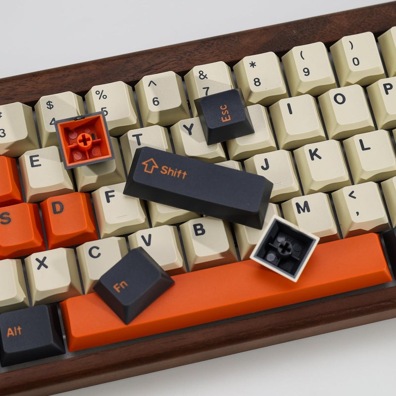 KBDiy Carbon PBT Double Shot Orange Keycap Set,174 Keys Retro Custom Key Cap Keycaps 60 Percent Cherry Profile Keycaps for 61/64/68/84/87/100/104/108 Mechanical Keyboard - Image 5