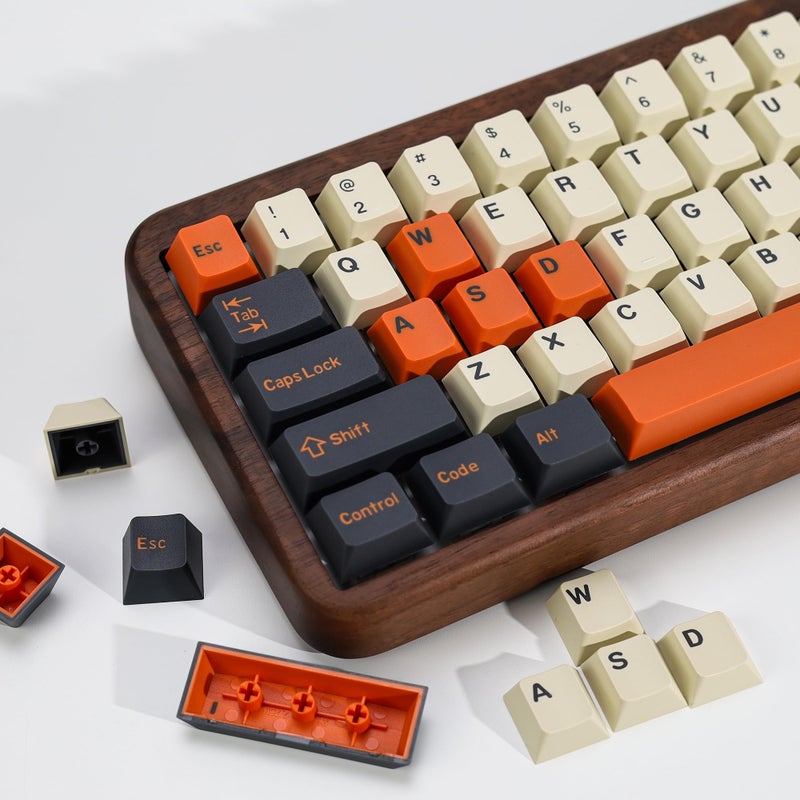 KBDiy Carbon PBT Double Shot Orange Keycap Set,174 Keys Retro Custom Key Cap Keycaps 60 Percent Cherry Profile Keycaps for 61/64/68/84/87/100/104/108 Mechanical Keyboard - Image 1