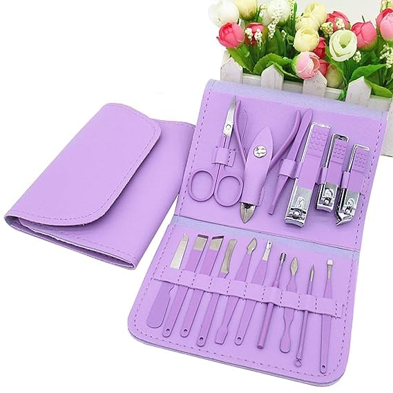 ENCHANTMENT ARAA PAVA Stainless Steel Professional Manicure Set Nail Cutter For Women Nail Scissors Luxury Grooming Kit Manicure Pedicure Kit For Women Nail Acne Remover needle MultiColor 16 IN 1 Manicure Set  - Image 2