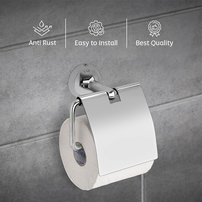 U-S-F BATH ACCESSORIES USF Toilet Paper Roll Holder for Bathroom 304 Stainless Steel Toilet Paper Holder in Bathroom Toilet Tissue Roll Holder for Bathroom Toilet roll Stand Bathroom AccessoriesChrome Torin  - Image 3