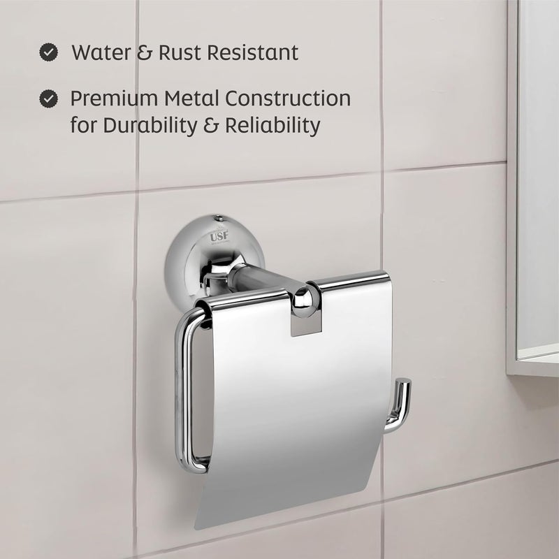 U-S-F BATH ACCESSORIES USF Toilet Paper Roll Holder for Bathroom 304 Stainless Steel Toilet Paper Holder in Bathroom Toilet Tissue Roll Holder for Bathroom Toilet roll Stand Bathroom AccessoriesChrome Torin  - Image 2