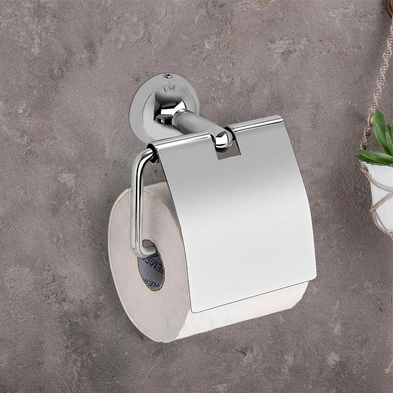 U-S-F BATH ACCESSORIES USF Toilet Paper Roll Holder for Bathroom 304 Stainless Steel Toilet Paper Holder in Bathroom Toilet Tissue Roll Holder for Bathroom Toilet roll Stand Bathroom AccessoriesChrome Torin  - Image 1