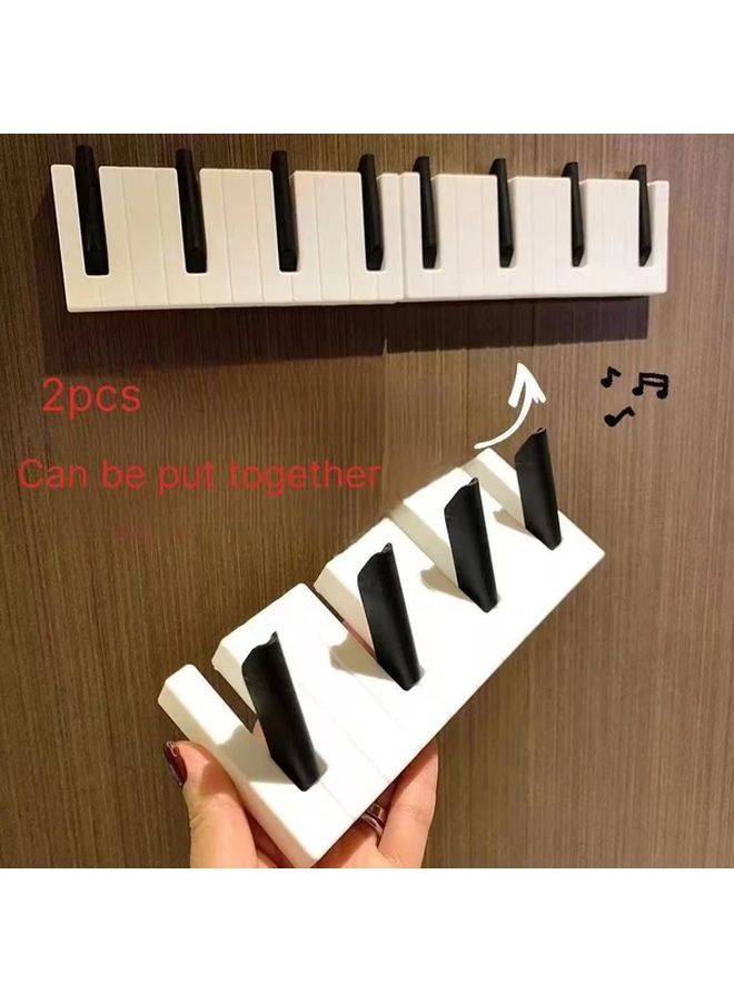Black And White Wall Mounted Piano Keyboard Hooks For Coats Hats Bags - Image 4