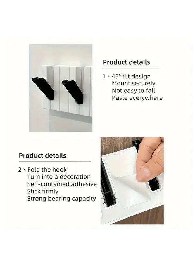 Black And White Wall Mounted Piano Keyboard Hooks For Coats Hats Bags - Image 5