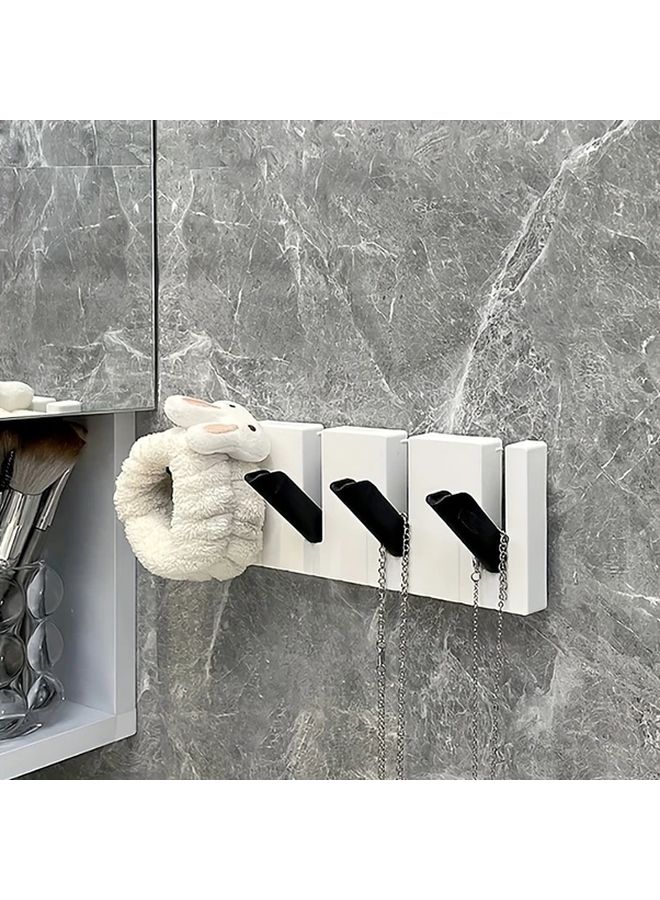 Black And White Wall Mounted Piano Keyboard Hooks For Coats Hats Bags - Image 1