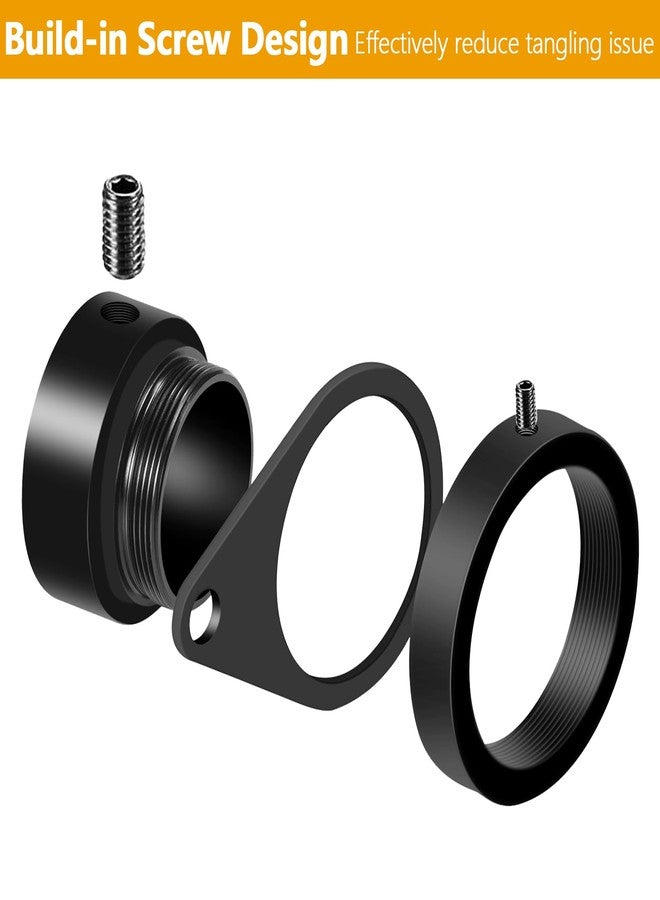 BONWIN Flag Pole Rings, 1" Spinning Flagpole Ring Clips, 2 Pcs Aluminum Alloy & Steel 360° Rotating Anti Wrap Flag Mounting Rings with Snap Carabiners for 0.75-1.02 Inch Diamete Flagpole (Φ1, Black) - Image 4