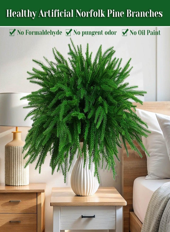 Caffox 8 Pcs Christmas Norfolk Pine Stems, 18" Artificial Real Touch Norfolk Pine Branches, Greenery Stems for Christmas Home Decorations - Image 5