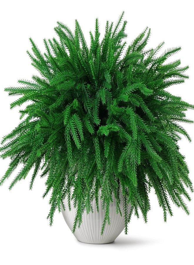 Caffox 8 Pcs Christmas Norfolk Pine Stems, 18" Artificial Real Touch Norfolk Pine Branches, Greenery Stems for Christmas Home Decorations - Image 1