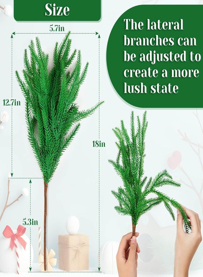 Caffox 8 Pcs Christmas Norfolk Pine Stems, 18" Artificial Real Touch Norfolk Pine Branches, Greenery Stems for Christmas Home Decorations - Image 3