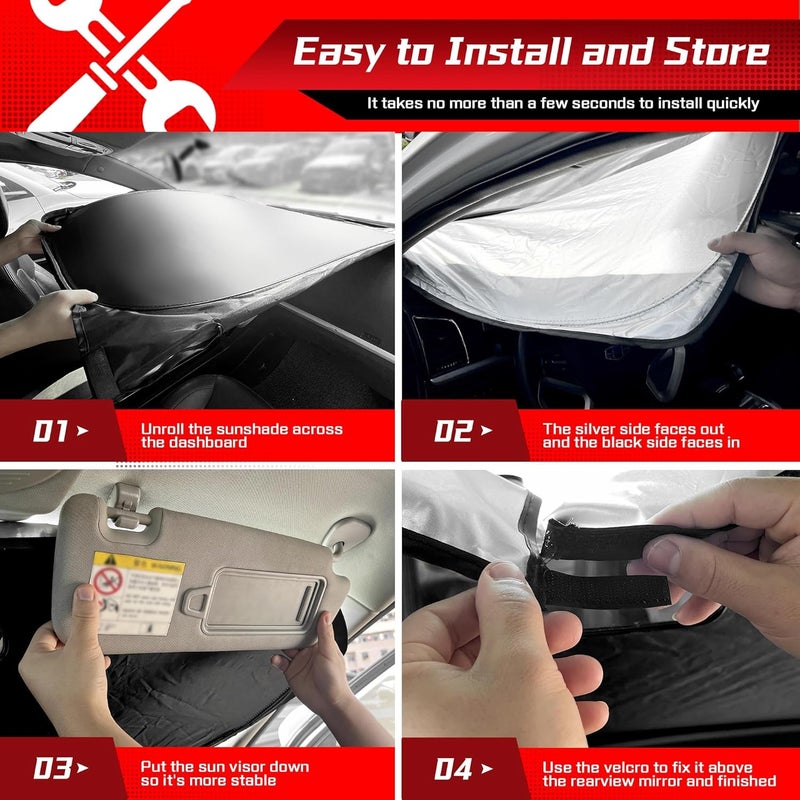 Excefore Car Windshield Sun Shade, Custom Fit Foldable Front Car Window Shades, Car Sun Shade, Blocks UV Rays Car Accessories, Keep Your Car Cool, Sun Visor for Toyota RAV4 2019-2024 - Image 5