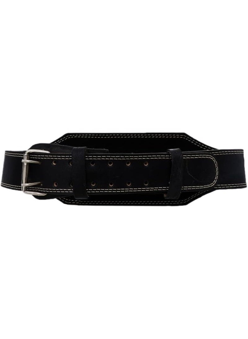 MD Stay Fit MD Genuine Leather Weight Lifting Belt With Padded Lumbar Support And Double Prong Buckle Black Gym Fitness Strength Training Equipment - Image 5