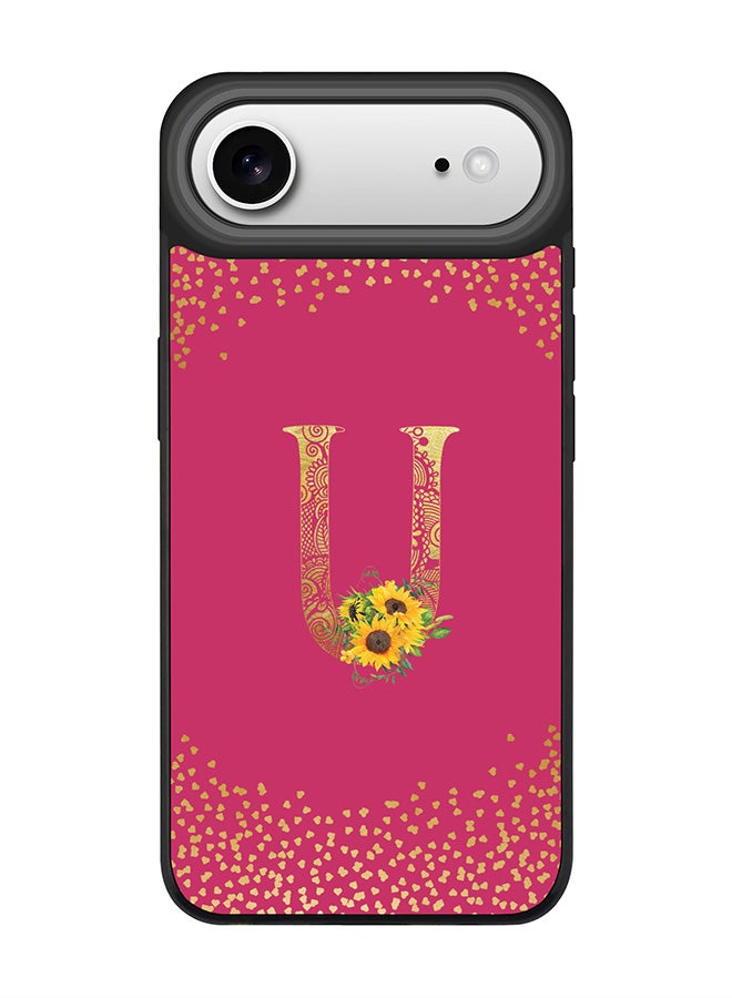 Stylizedd iPhone Air Case, [Compatible with MagSafe] Slim Magnetic cover Phone Case iPhone Air -Custom Floral Monogram - U ( Deep Pink ) - Image 1