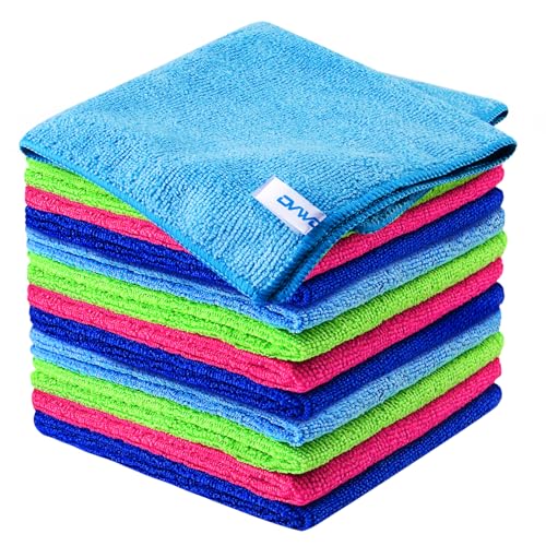 ovwo 12Pcs Premium Microfiber Cleaning Cloth, Highly Absorbent Household Cleaning Supplies - for Kitchen Towels, Dish Cloths, Dust Rag - Image 1