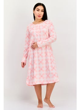 Carole Hochman Women Allover Print Full Sleeves Sleepwear Dress, Pink  - Image 1