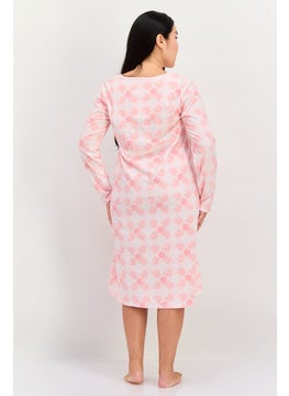 Carole Hochman Women Allover Print Full Sleeves Sleepwear Dress, Pink  - Image 4
