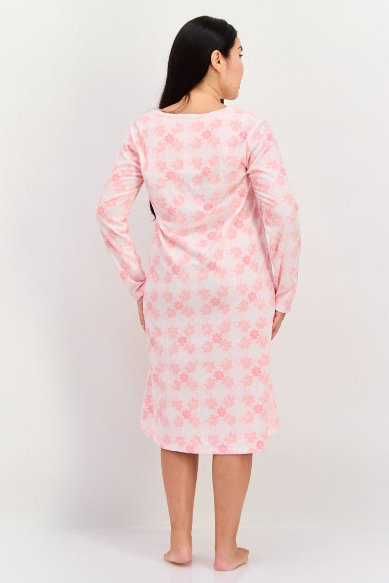 Carole Hochman Women Allover Print Full Sleeves Sleepwear Dress, Multicolor - Image 4