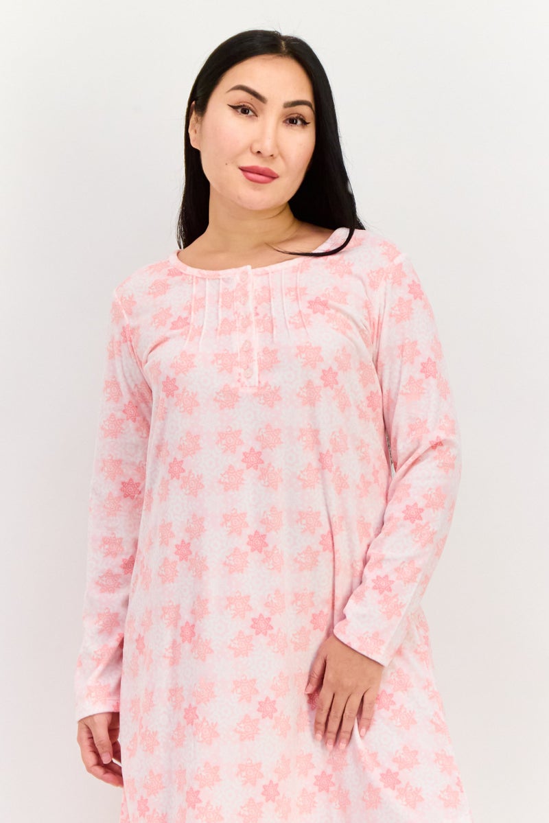 Carole Hochman Women Allover Print Full Sleeves Sleepwear Dress, Multicolor - Image 3