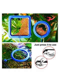 Excefore Fish Feeding Ring 2 Pcs Fish Safe Floating Food Feeder Circle Blue, with Suction Cup Easy to Install Aquarium, Fish Turtle Tank Accessories(Square+Circle)  - Image 4