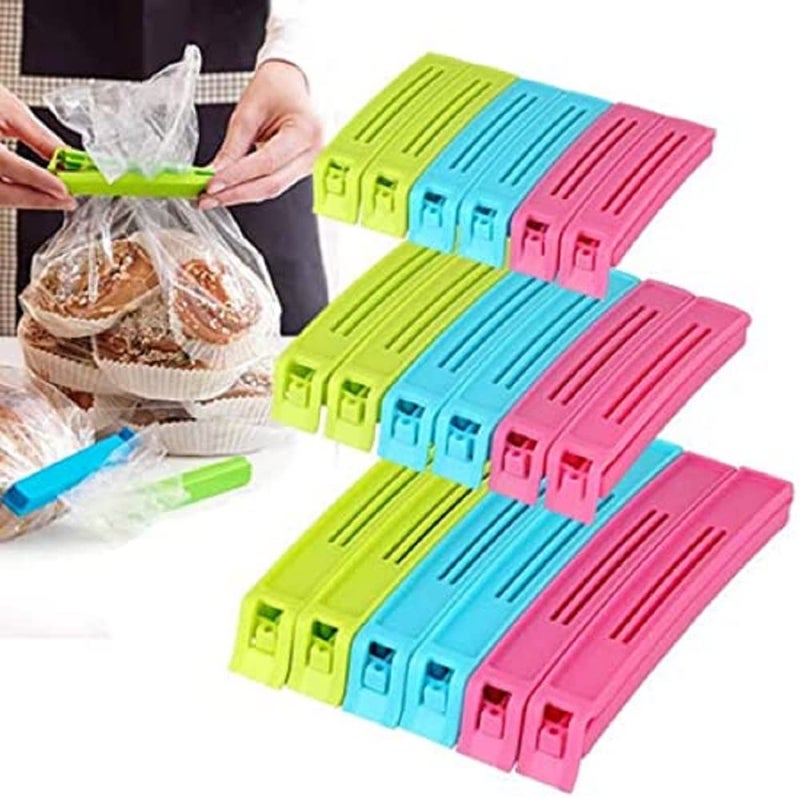 DAIDSUKE New Best 18 Pcs 3 Different Size Plastic Food Snack Bag Pouch Clip Sealer Large Medium Small Plastic Snack Seal Sealing Bag Clips Vacuum Sealer Set of 18 Multi Color - Image 2