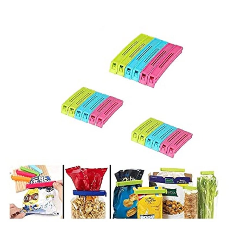 DAIDSUKE New Best 18 Pcs 3 Different Size Plastic Food Snack Bag Pouch Clip Sealer Large Medium Small Plastic Snack Seal Sealing Bag Clips Vacuum Sealer Set of 18 Multi Color - Image 1