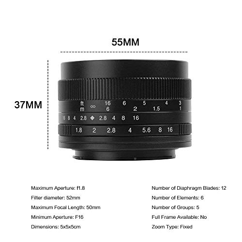 7artisans 50mm F1.8 Fuji X Mount Prime Portrait Lens for Fuji X Mount APS-C Mirrorless Cameras - Manual Focus Fixed (Black) - Image 2
