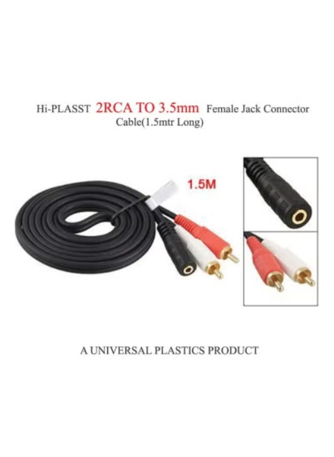 JAJEEK 3.5mm Female to 2RCA Male Stereo AV Video Splitter Cable (1.5m) – Perfect for VCD, Sound System, Amplifier, HDTV, Speakers, Home Theatre | High-Quality Audio & Video Signal Transfer, Premium Build for Reliable Performance  - Image 3