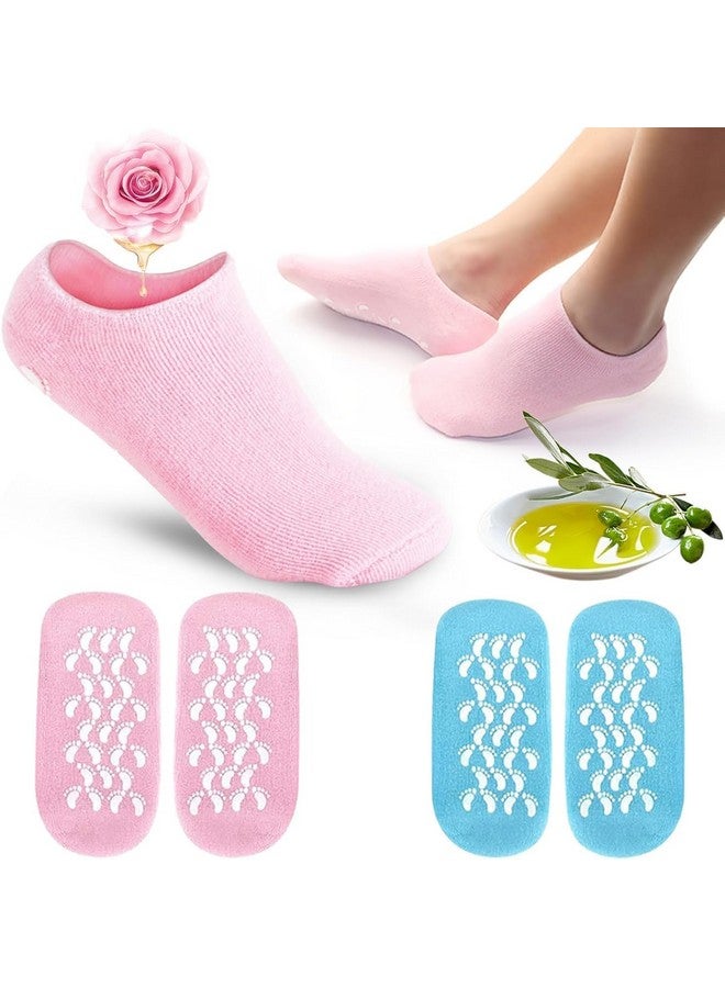 JHEPCOIN Silicone Moisturizing Gel Socks Set for dry Skin (1 Pair) socks for women & girls for winter cracked heel pain | Usefull for Dry Skin, Cracked Foot | Waterproof socks for SPA (Multi Color) - Image 1
