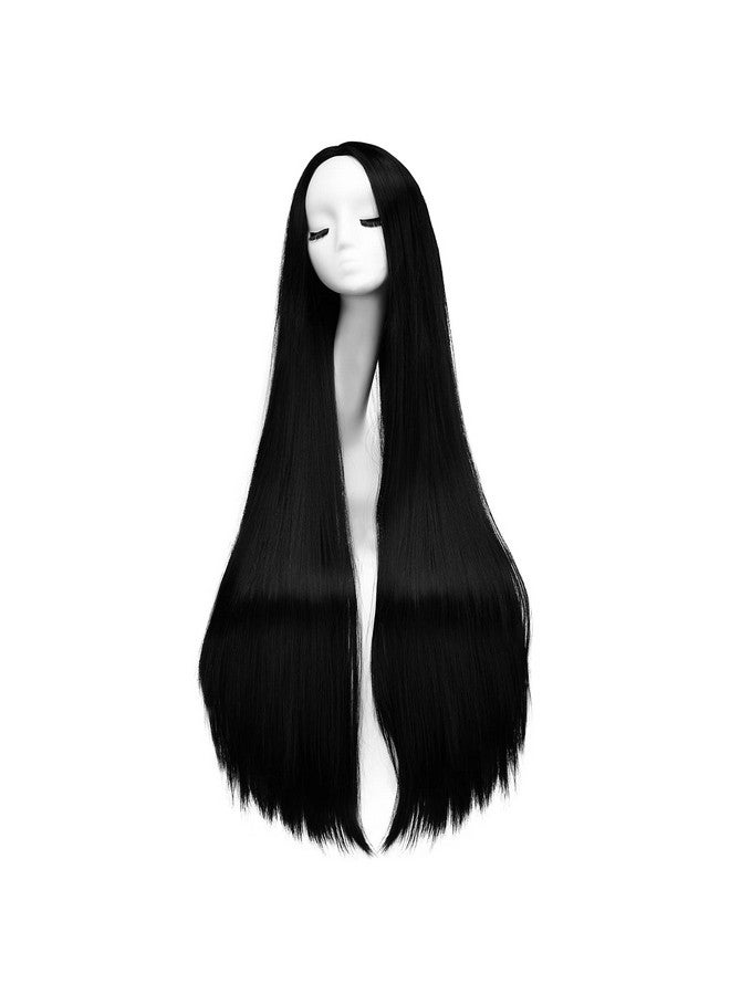 AGPtek Gptek Wig Synthetic Wig For Women 40 Inch /100 Cm Straight Long Wig Part In The Middle Anime Costume Great For Party Cosplay Dailyuse And Festivals (Black) - Image 2