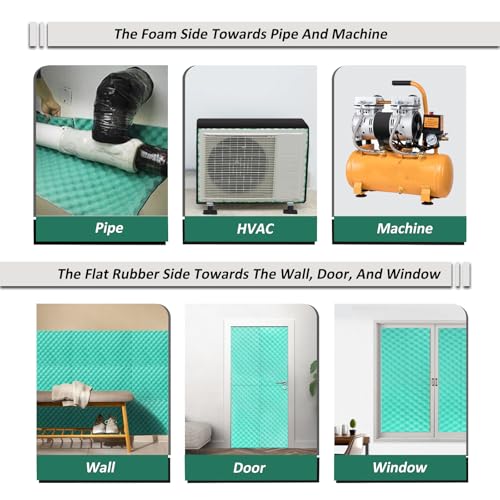 BXI Double Noise Blocker Sound Proof Foam, 39.4 X 13.4 X 1 inch Egg Crate Foam Rubber Sound Deadening Material, Sound Dampening Acoustic Panels for HVAC, Pipe, Machine, Window, Wall, Door - Image 5