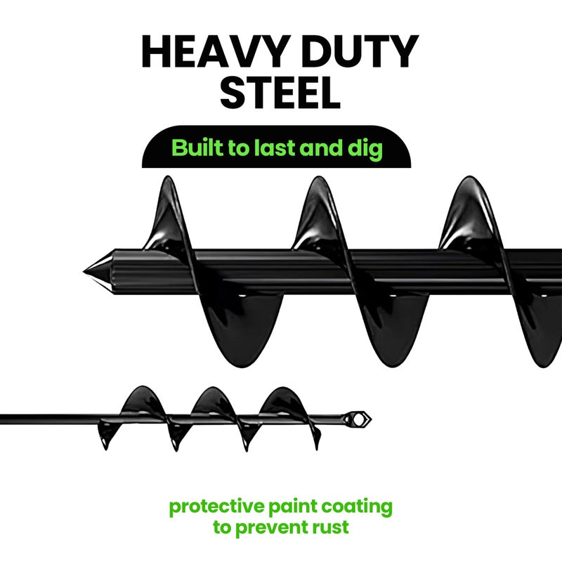K-Brands Auger Drill Bit for Planting 2 Pack 1.6 x 16 Inch & 3.5 x 16 Inch Set – Garden Spiral Hole and Bulb Planter Tool for Umbrella Holes - Compatible with 3/8 Inch Hex Drive - Image 4