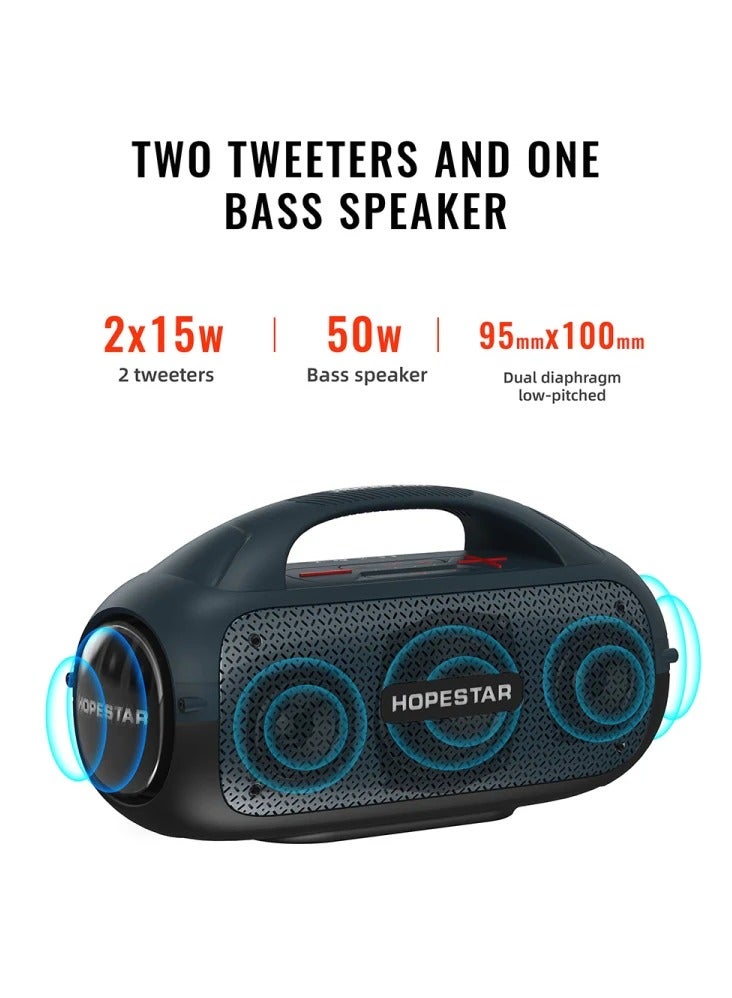 HOPESTAR A50 80W Highs Powers Stereo Outdoor Bass Portable Sound Column Subwoofer Microphone (Gray) - Image 2