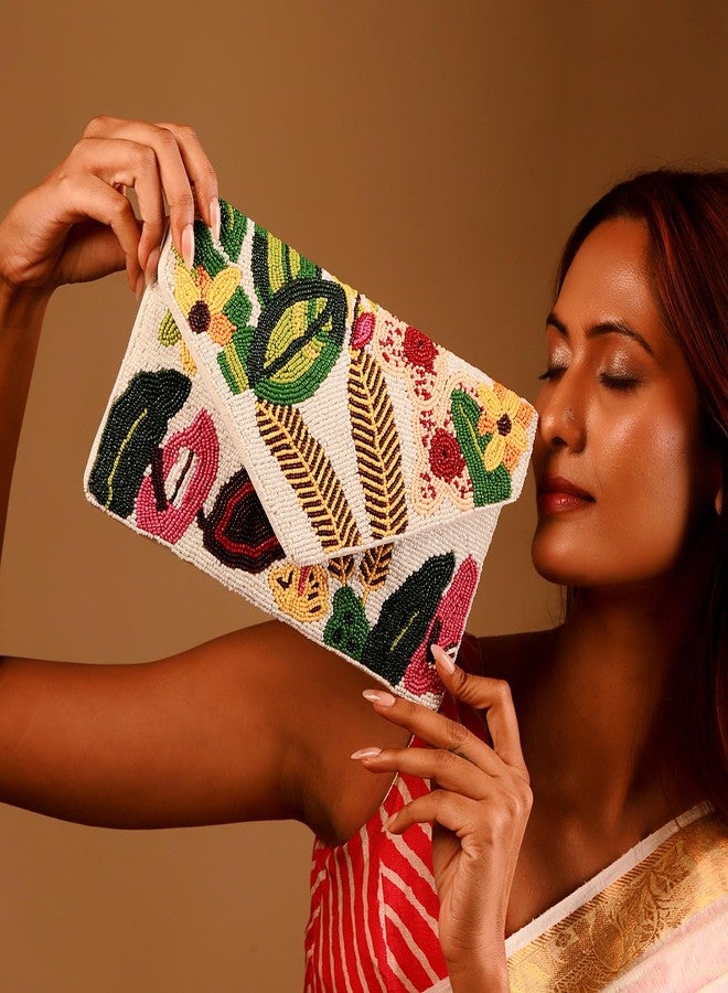 VOYLLA Garden Muse Beaded Clutch Bag For Women,Party,Wedding,Festive,Gift For Women & Girls - Image 4