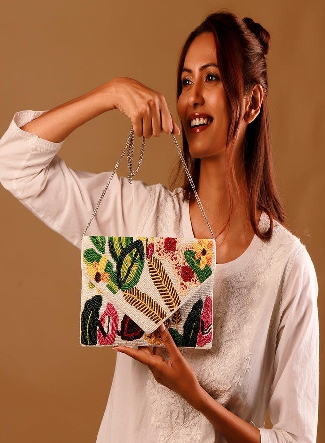 VOYLLA Garden Muse Beaded Clutch Bag For Women,Party,Wedding,Festive,Gift For Women & Girls - Image 3