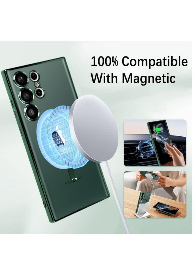 Magnetic Clear Case for Samsung Galaxy S23 Ultra with Camera Lens Protector Magsafe Compatible Electroplated Soft TPU Shockproof Anti-Scratch Phone Case - Image 4