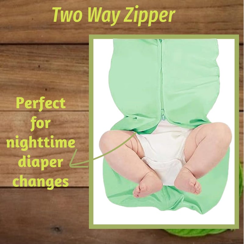 MammaChamp PODZipper SwaddleSleeping BagBlanketsWrapSack for NewbornInfant Baby 03 months Packof 2 Light GreenLight Blue - Image 4