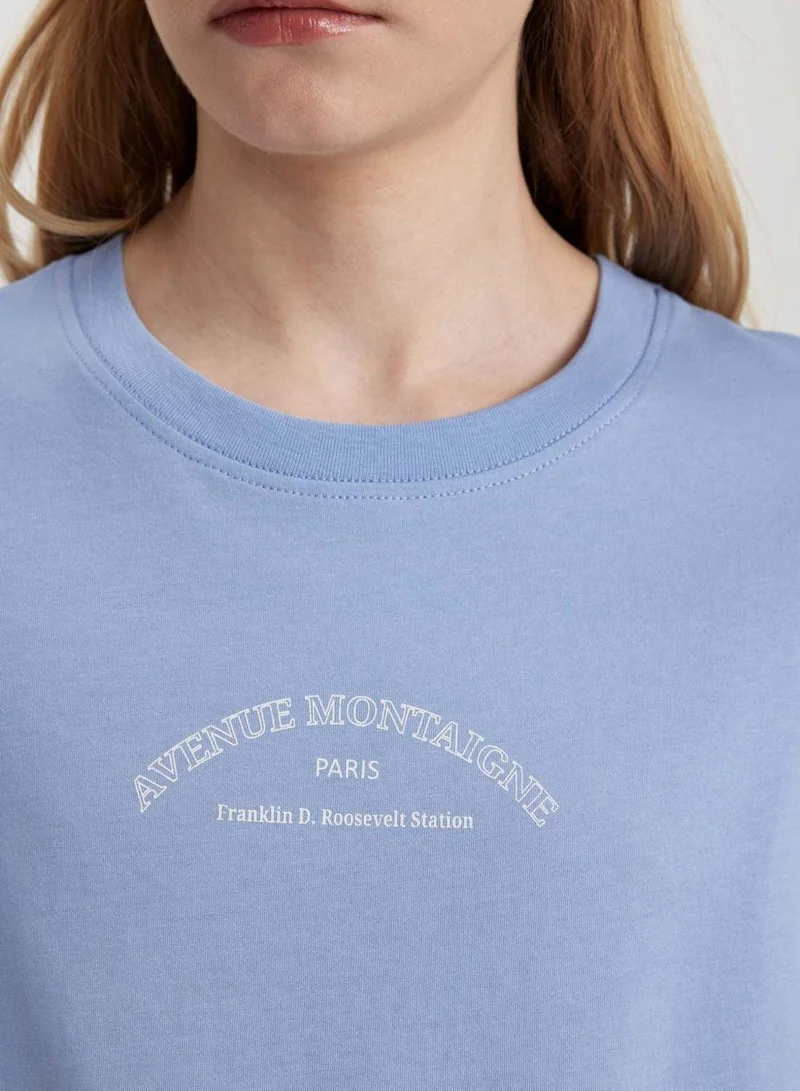 DeFacto  Regular Fit Crew Neck Short Sleeve T-Shirt for Women | Best Price UAE