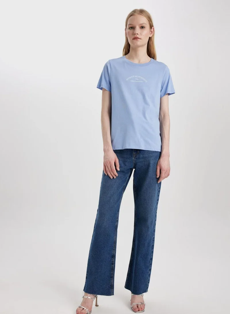 DeFacto  Regular Fit Crew Neck Short Sleeve T-Shirt for Women | Best Price UAE