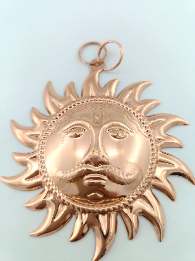 advancedestore?House Metallic Brass Surya Dev (medium) Home Decor, Designer Wall Hanging for Home Decor, Gift, Evil Eye, Vastu size : 15 cm*15 cm, Golden (1) - Image 1