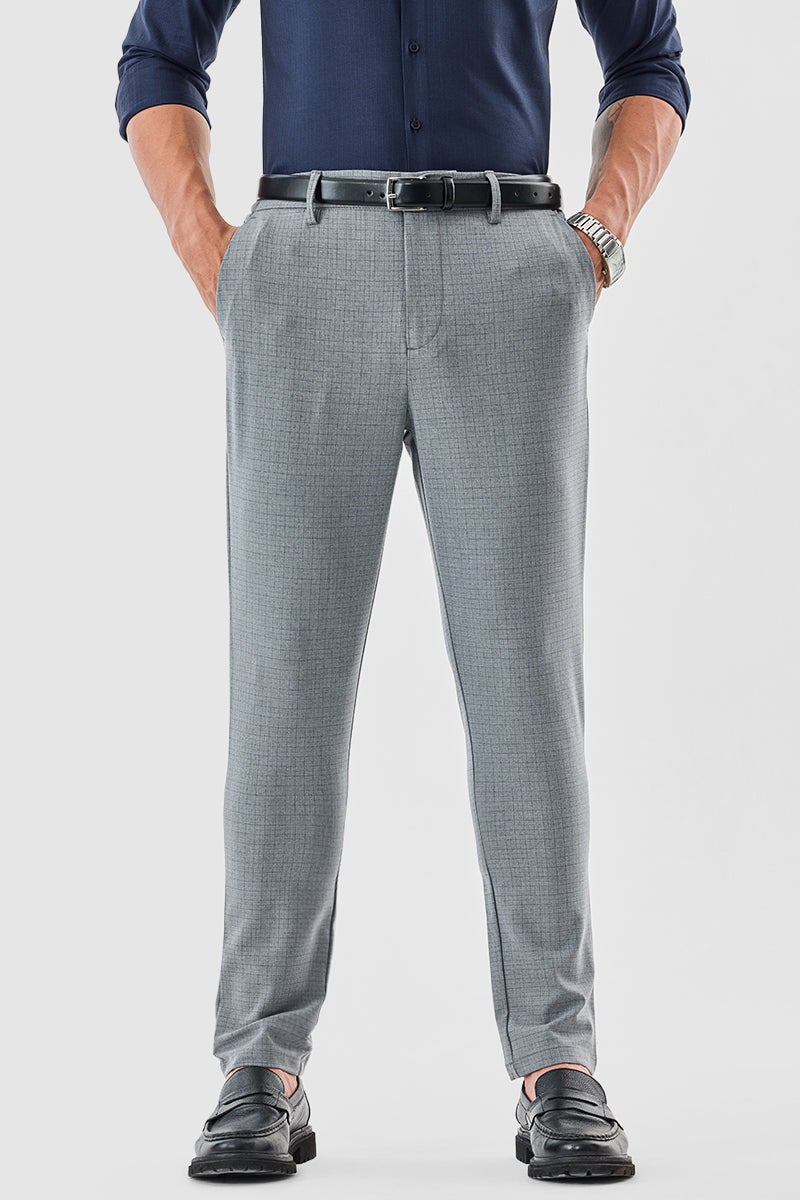 SNITCH Checks Slim Fit Stretch Trousers - Image 1