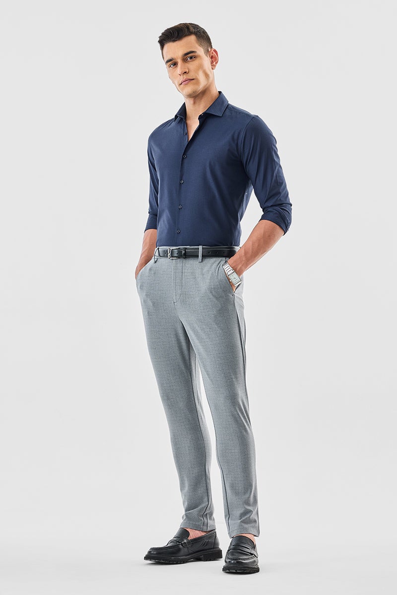 SNITCH Checks Slim Fit Stretch Trousers - Image 2